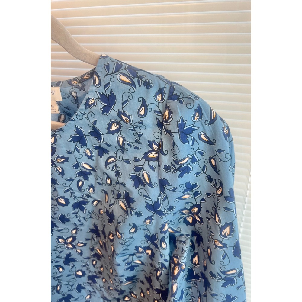 J. Crew Blue Floral Long-Sleeve Printed Poplin Blouse Women's Size Medium - Picture 3 of 7
